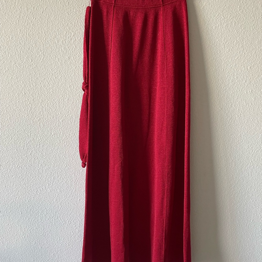 MARELLA Crimson Red Maxi Skirt with Side Tie